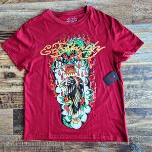 NWT Ed Hardy Dragon Eagle Graphic T-Shirt Crewneck Short Sleeve Red Wine